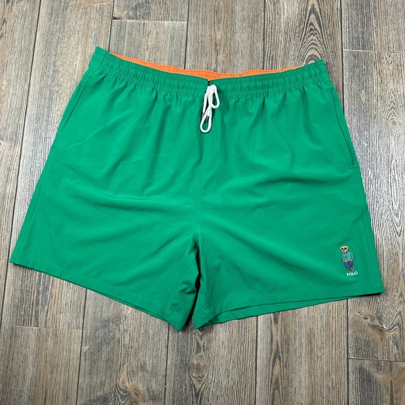 Polo Ralph Lauren Polo Bear Traveler Swim Trunks Green Lined Mens Size 2XB - Picture 1 of 8